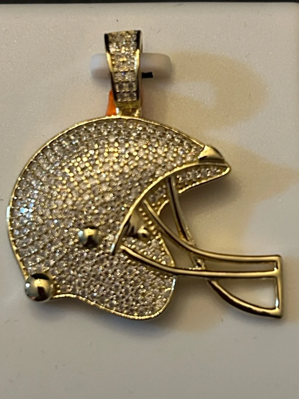 2.30CTW Pave’ Moissanite Football Helmet Pendant Necklace 14KT over 925 SSilver